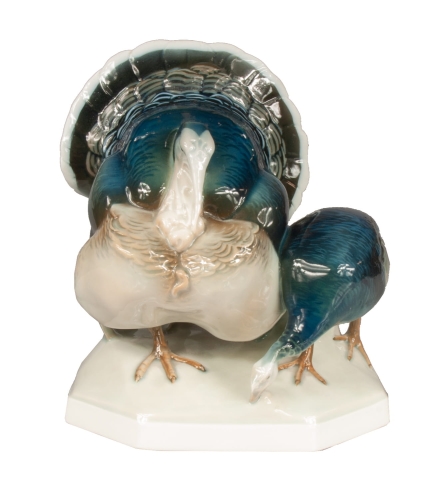 Turkeys, H. Krebs, Rosenthal, circa 1910  
, antique Warsaw, antique porcelain, old porcelain, Galeria Żak, art, antiques