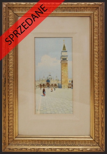 Emilio Boni "Plac Św. Marka w Wenecji",antyki, galeria żak, malarstwo polskie, dzieła sztuki