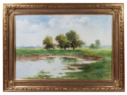 Wojciech Stępień "Spring landscape", 1895 , antique Warsaw, antique paintings, Galeria Żak, art, antiques