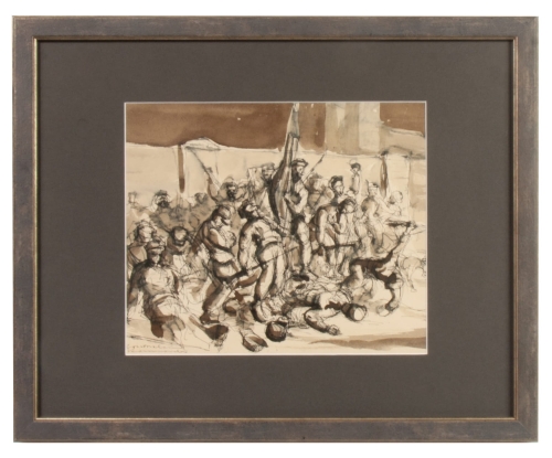 Polish painter “Revolutionaries”, antique Warsaw, antique paintings, Galeria Żak, art, antiques