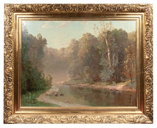 Konstanty Mackiewicz "Landscape with the river", antique Warsaw, antique paintings, Galeria Żak, art, antiques