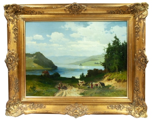 Karl Heinisch “By the lake”, antique Warsaw, antique paintings, Galeria Żak, art, antiques