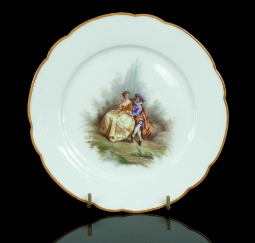 Talerz dekoracyjny ze sceną rodzajową, Królewska Manufaktura Porcelany, Berlin, XIX w., antyki Warszawa, skup antyków, porcelana, stara porcelana, Galeria Żak