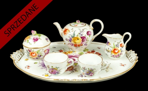 Serwis kawowy tête-à-tête, Miśnia, XIX w., antyki, Galeria Żak, stara porcelana, porcelana, antyki Warszawa