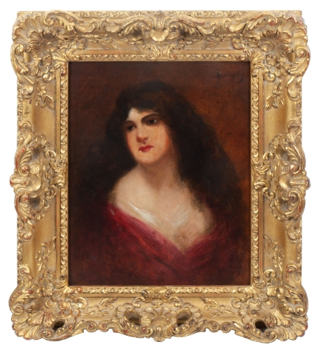 Aleksander Mroczkowski “Portret brunetki”, antyki Warszawa, skup antyków, dawne malarstwo, malarstwo aukcyjne, malarstwo polskie, Galeria Żak