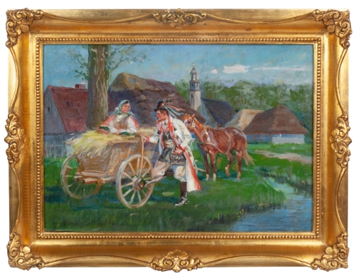 Marian Nowicki “Courtship”, 1943 , antique Warsaw, antique paintings, Galeria Żak, art, antiques