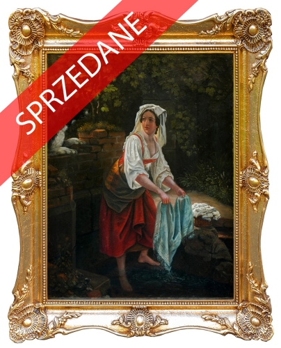 Alexander Gumal Hjorth "Praczka",antyki, galeria żak, malarstwo polskie, dzieła sztuki