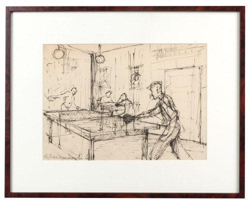 Roman Banaszewski “Ping pong”, antyki Warszawa, skup antyków, dawne malarstwo, malarstwo aukcyjne, malarstwo polskie, Galeria Żak