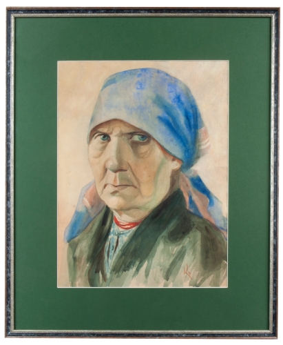 Józef Klukowski “Kobieta w chuście”, antyki Warszawa, skup antyków, dawne malarstwo, malarstwo aukcyjne, malarstwo polskie, Galeria Żak