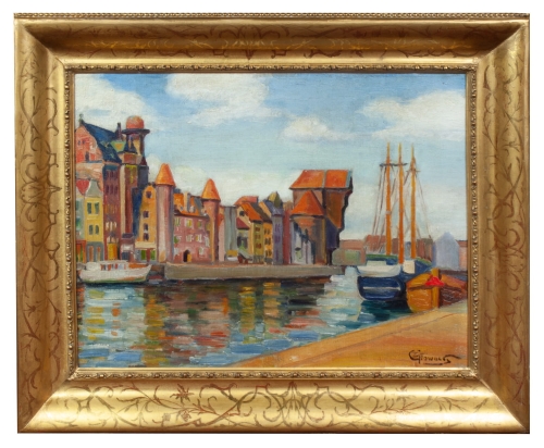 Zdzisław Głowacki “Gdańsk”, antyki Warszawa, skup antyków, dawne malarstwo, malarstwo aukcyjne, malarstwo polskie, Galeria Żak