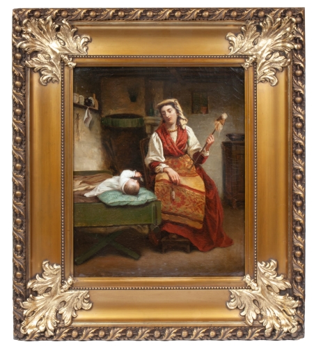 Lionel Baes “Mother with child”, antique Warsaw, antique paintings, Galeria Żak, art, antiques