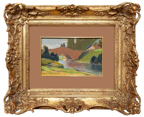 Bronisława Rychter-Janowska "Landscape with the bridge", 1934 , antique Warsaw, antique paintings, Galeria Żak, art, antiques