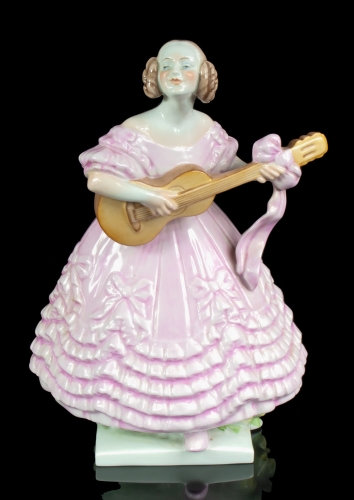 Girl with the guitar, Herend, Hungary, 20th century , antique Warsaw, antique porcelain, old porcelain, Galeria Żak, art, antiques