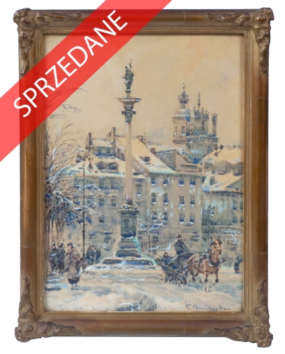 Władysław Chmieliński "Kolumna Zygmunta", antyki Warszawa, skup antyków, dawne malarstwo, malarstwo aukcyjne, malarstwo polskie, Galeria Żak