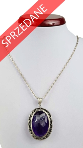 Wisior z ametystem, dawna biżuteria, antyki, antyki Warszawa, skup antyków