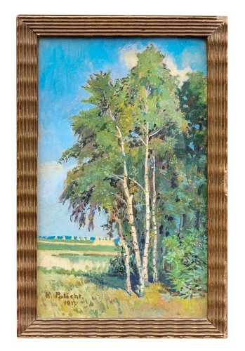 Henryk Policht "Birch trees", 1917 , antique Warsaw, antique paintings, Galeria Żak, art, antiques