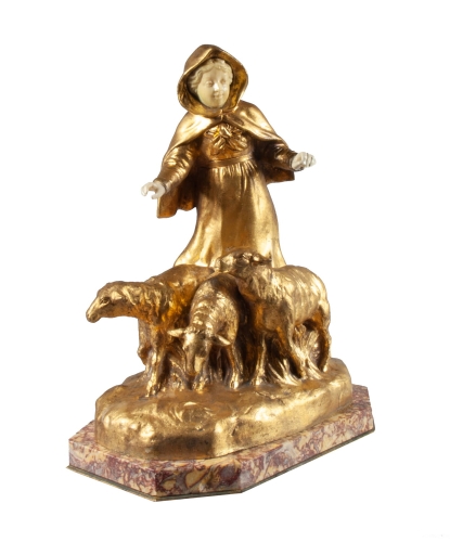 Eugène Bernoud “Pasterka”, antyki Warszawa, skup antyków, antyczne dekoracje, Galeria Żak, rzeźba dawna, stare brązy