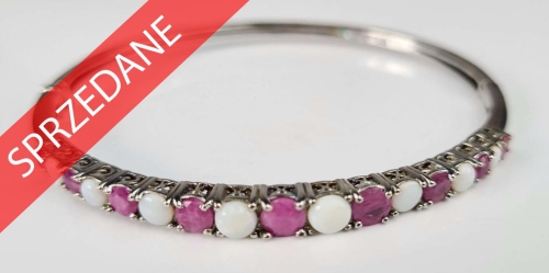 Bransoletka z opalami i rubinami, dawna biżuteria, antyki, antyki Warszawa, skup antyków