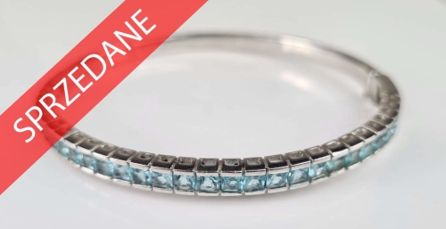 Bransoletka z akwamarynami, dawna biżuteria, antyki, antyki Warszawa, skup antyków