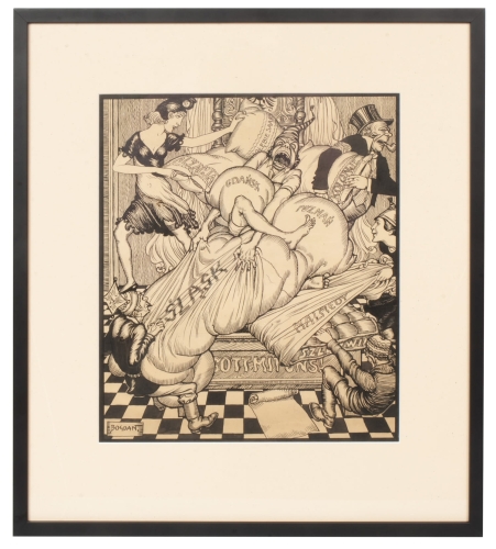 Bogdan Nowakowski “Satirical drawing”, antique Warsaw, antique paintings, Galeria Żak, art, antiques