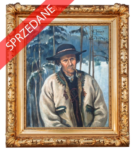 Leontyna Płonczyńska „Portret górala”, antyki, galeria żak, malarstwo dawne, dzieła sztuki, Zakopane, Tatry, góral, Lasak