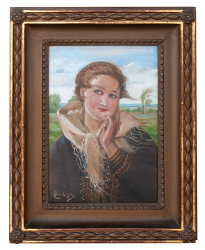 Kasper Żelechowski “Dziewczyna spod Krakowa” , antyki Warszawa, skup antyków, dawne malarstwo, malarstwo aukcyjne, malarstwo polskie, Galeria Żak