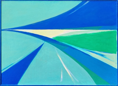 Monika Piwowarska "Abstrakcja 1", ok. 1975 r., sztuka abstrakcyjna, Henryk Stażewski, awangarda, abstrakcja geometryczna, malarstwo aukcyjne