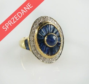 Pierścionek z brylantami i szafirami 