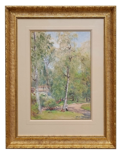 Konstantin Makowski “Dzieci w parku” ok. 1895 r., antyki Warszawa, skup antyków, dawne malarstwo, malarstwo aukcyjne, malarstwo polskie, Galeria Żak