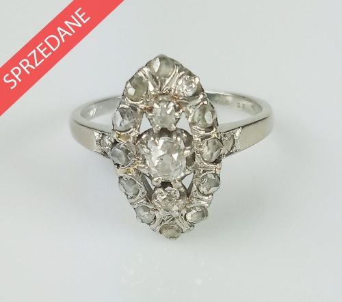 Pierścionek z brylantami , antyki Warszawa, skup antyków, dawna biżuteria, antyki, Galeria Żak