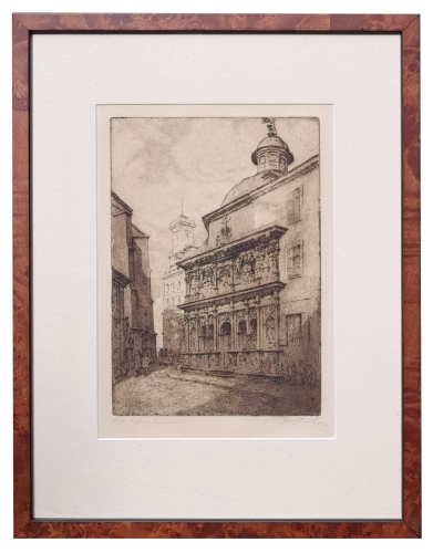 Józef Pieniążek "Kaplica Boimów we Lwowie", antyki Warszawa, skup antyków, dawne malarstwo, malarstwo aukcyjne, malarstwo polskie, Galeria Żak