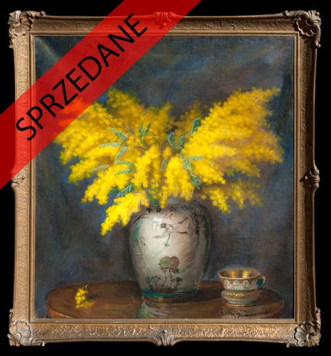Błażej Iwanowski "Martwa natura z mimozami",antyki, galeria żak, malarstwo polskie, dzieła sztuki