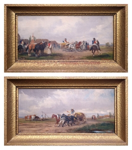 Alfred Steinacker pair of paintings "Village life"