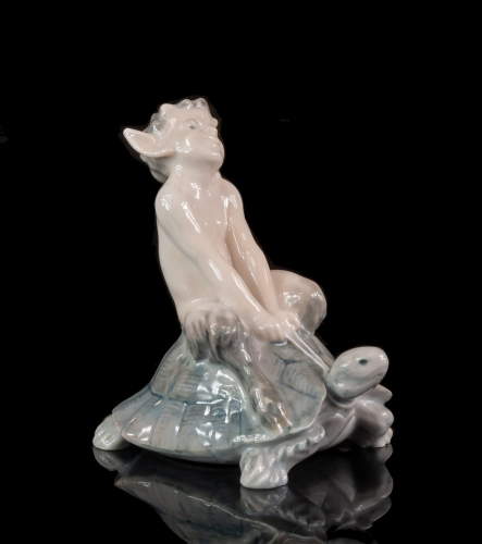 Christian Thomsen “Faun with turtle”, Royal Copenhagen, 1957 , antique Warsaw, antique porcelain, old porcelain, Galeria Żak, art, antiques