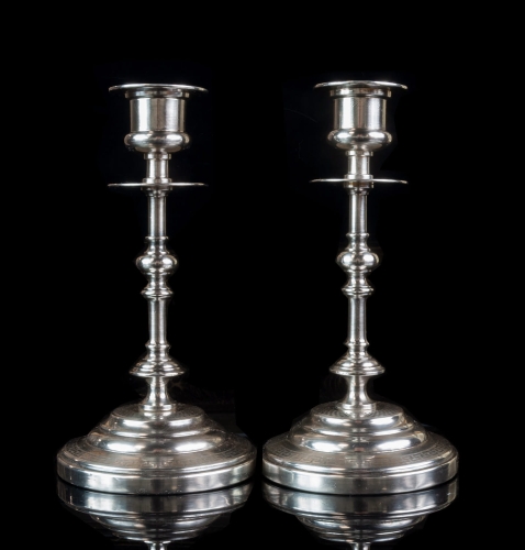 Candlesticks, Andrzej Bolesław Schiffers, Warsaw, circa 1900 , antique Warsaw, silver, old silver, Galeria Żak, art, antiques