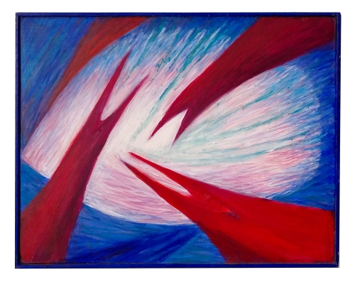 Monika Piwowarska "Niepokój V", sztuka abstrakcyjna, Henryk Stażewski, awangarda, abstrakcja geometryczna, malarstwo aukcyjne