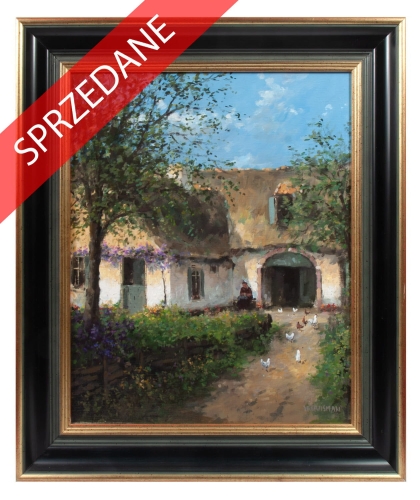 Herman Maarten Huisman “Popołudniowy odpoczynek”, antyki Warszawa, skup antyków, dawne malarstwo, malarstwo aukcyjne, malarstwo, Galeria Żak