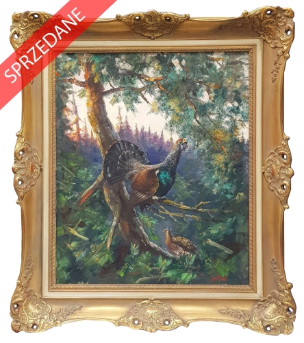 Malarz niemiecki „Głuszec” , antyki, galeria żak, malarstwo polskie, dzieła sztuki