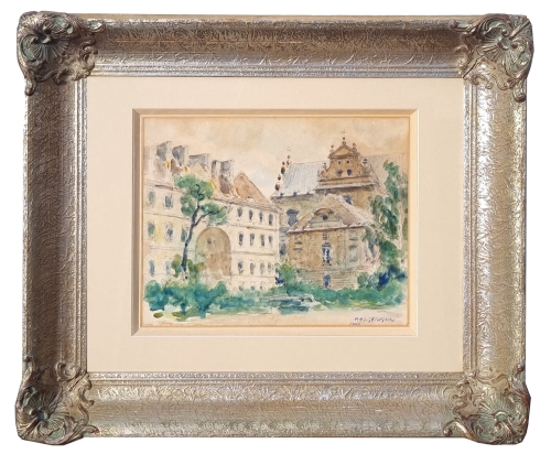 Tadeusz Cieślewski "Carmelite Church", 1946 , antique Warsaw, antique paintings, Galeria Żak, art, antiques