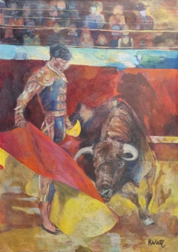 Janusz Mulak "Corrida", malarstwo współczesne, szkoła warszawska, obrazy aukcyjne