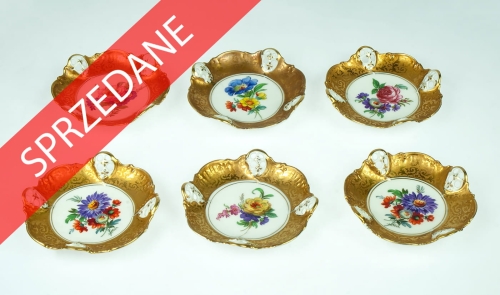 Talerzyki, Rosenthal, pocz. XX w., stara porcelana, porcelana antyczna, antyki Warszawa, złocenia brabanckie