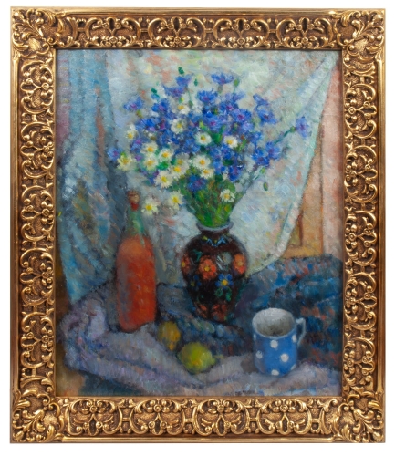 Jan Książek “Still life with flowers”, 1947, antique Warsaw, antique paintings, Galeria Żak, art, antiques