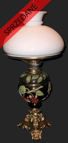 Lampa naftowa, Niemcy, k. XIX w., antyki, Galeria Żak, lampa, oświetlenie, stare lampy, antyki Warszawa