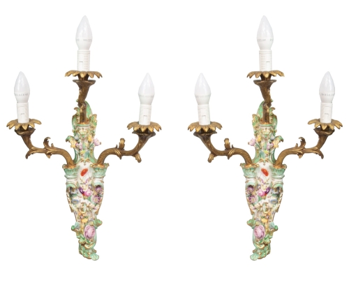 Pair of sconces, Western Europe, late 19th century, antique Warsaw, antique porcelain, old porcelain, Galeria Żak, art, antiques