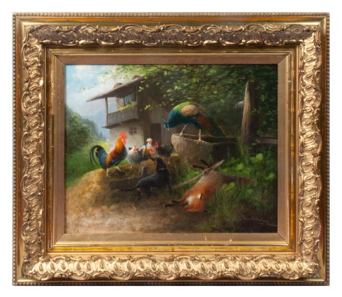 Otto Scheuerer “Fowl”, antique Warsaw, antique paintings, Galeria Żak, art, antiques