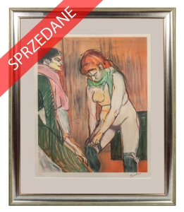 Henri de Toulouse-Lautrec "Przymierzanie pończoch"