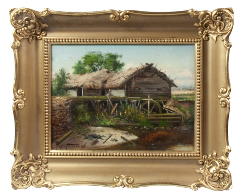 West European painter
 “Landscape with the mill”, 1897 , antique Warsaw, antique paintings, Galeria Żak, art, antiques