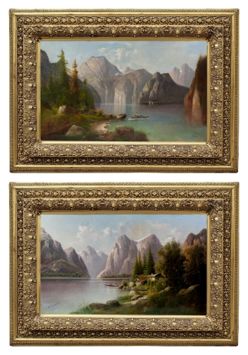 Franz Richard Unterberger "Pair of Alpine landscapes", antique Warsaw, antique paintings, Galeria Żak, art, antiques