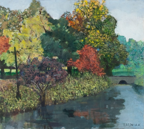 Jan Józef Leśniak "By the river”, antique Warsaw, antique paintings, Galeria Żak, art, antiques