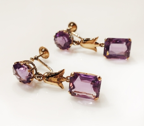 Amethysts clips, antique Warsaw, jewelry, old jewelry, Galeria Żak, art, antiques